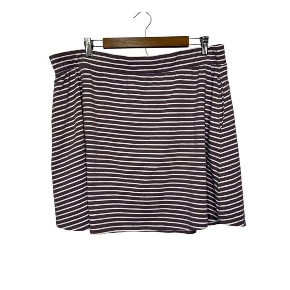 Pact Mini Skirt Womens 2X Stripes Organic Cotton Stretch Purple White